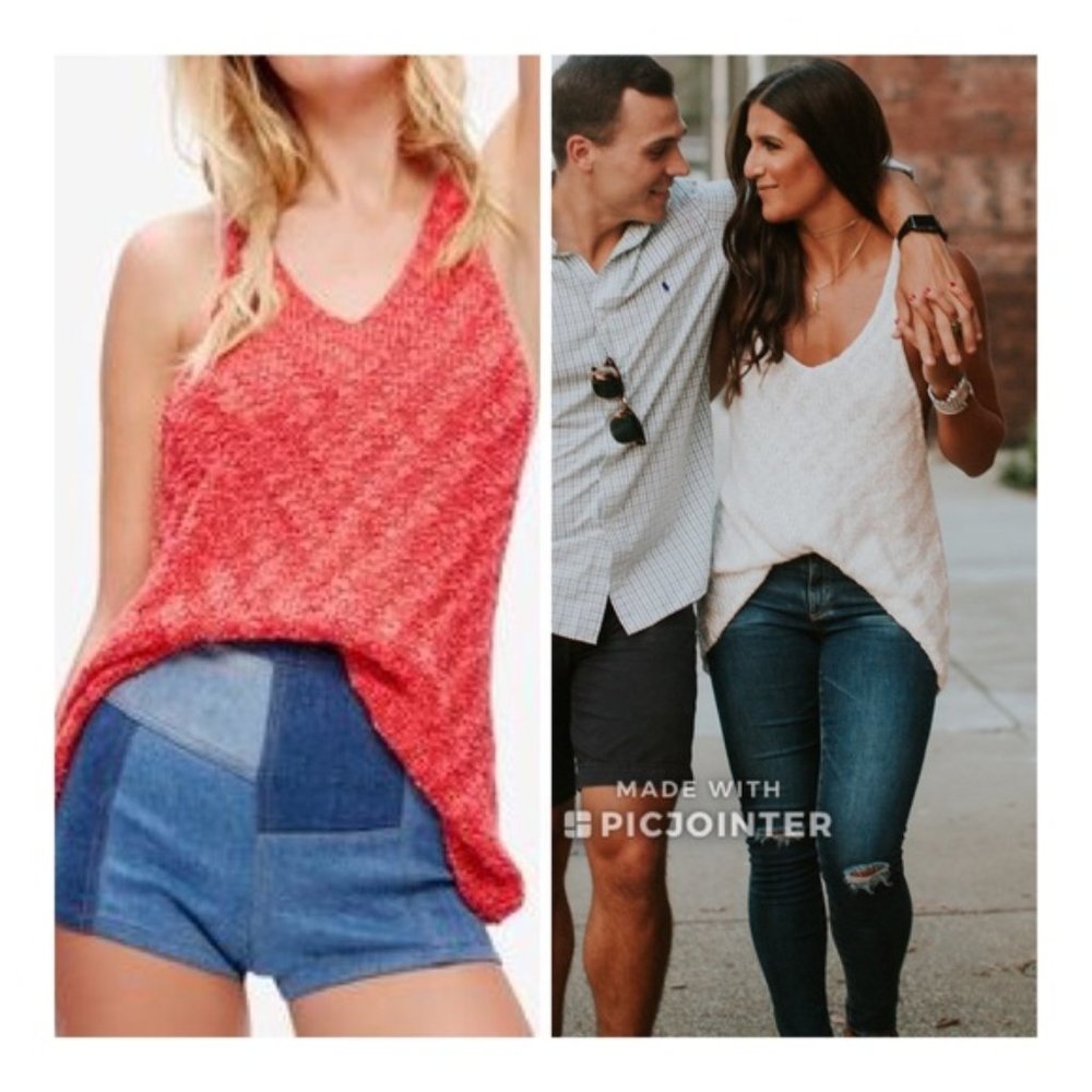 NWT Free People Chevron Sweater Tank Top Red XS